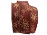 Weihnachtsband moderne Sterne braun 40mm mit Draht