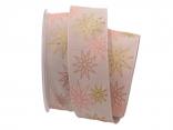 Weihnachtsband moderne Sterne rosa 40mm mit Draht