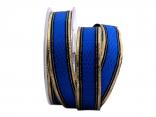 Weihnachtsband Mystic Blau mit Draht 25mm Weihnachtsband Mystic Blau mit Draht 25mm
