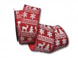 Weihnachtsband Norwegen 65mm rot ohne Draht
