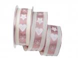 Weihnachtsband Norwegischer Winter rosa mit Draht 40mm Weihnachtsband Norwegischer Winter rosa mit Draht 40mm