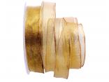 Weihnachtsband Organzagold 25mm mit Draht