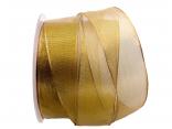 Weihnachtsband Organzagold 40mm mit Draht