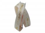 Weihnachtsband Renntierschlitten 25mm creme / gold ohne Drah