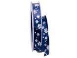 Weihnachtsband Schneeflocken blau / silber 15mm ohne Draht Weihnachtsband Schneeflocken blau / silber 15mm ohne Draht