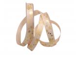 Weihnachtsband Schneeflocken creme / gold 15mm ohne Draht Weihnachtsband Schneeflocken creme / gold 15mm ohne Draht