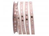 Weihnachtsband Silverstars toffee / silber 10mm ohne Draht