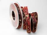 Weihnachtsband Sterne Bordeaux/Gold mit Draht 15mm Weihnachtsband Sterne Bordeaux/Gold mit Draht 15mm