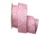 Weihnachtsband Sternenranke rosa 40mm mit Draht Weihnachtsband Sternenranke rosa 40mm mit Draht