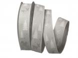Weihnachtsband Waldleben silbergrau mit Draht 25mm Weihnachtsband Waldleben silbergrau mit Draht 25mm