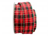 Weihnachtsband Weihnachtskaro Grün mit Draht 40mm Weihnachtsband Weihnachtskaro Grün mit Draht 40mm