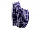 Weihnachtsband Weihnachtskaro Lila mit Draht 25mm Weihnachtsband Weihnachtskaro Lila mit Draht 25mm