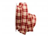 Weihnachtsband Weihnachtskaro rot 25mm mit Draht Weihnachtsband Weihnachtskaro rot 25mm mit Draht