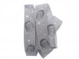 Weihnachtsband Weihnachtsmann grau 25mm mit Draht Weihnachtsband Weihnachtsmann grau 25mm mit Draht