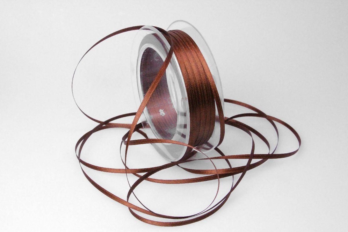Satinbändchen Braun ohne Draht 3mm