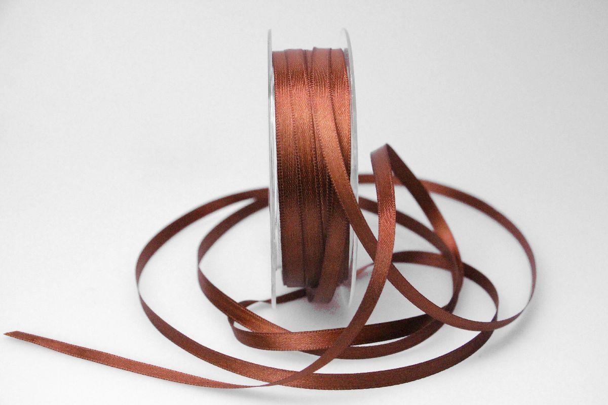 Satinbändchen Braun ohne Draht 6mm