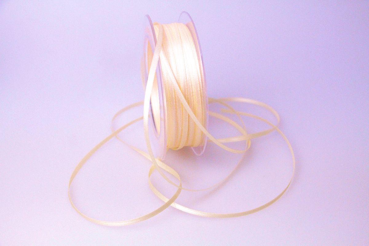 Satinbändchen Creme ohne Draht 3mm