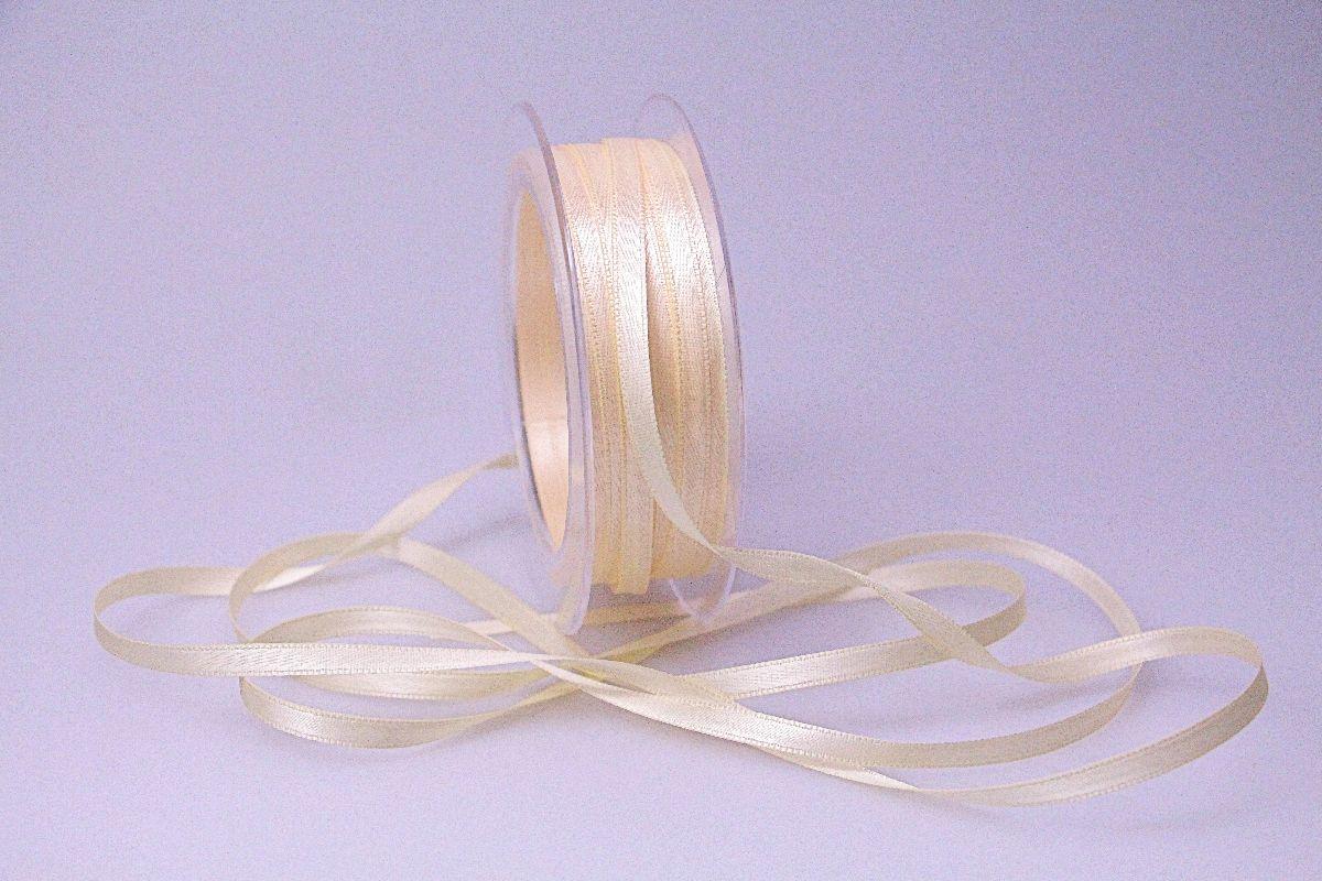 Satinbändchen Creme ohne Draht 6mm