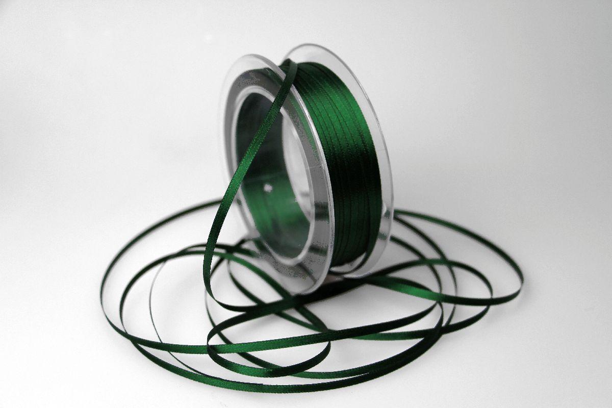 Satinbändchen Dunkelgrün ohne Draht 3mm