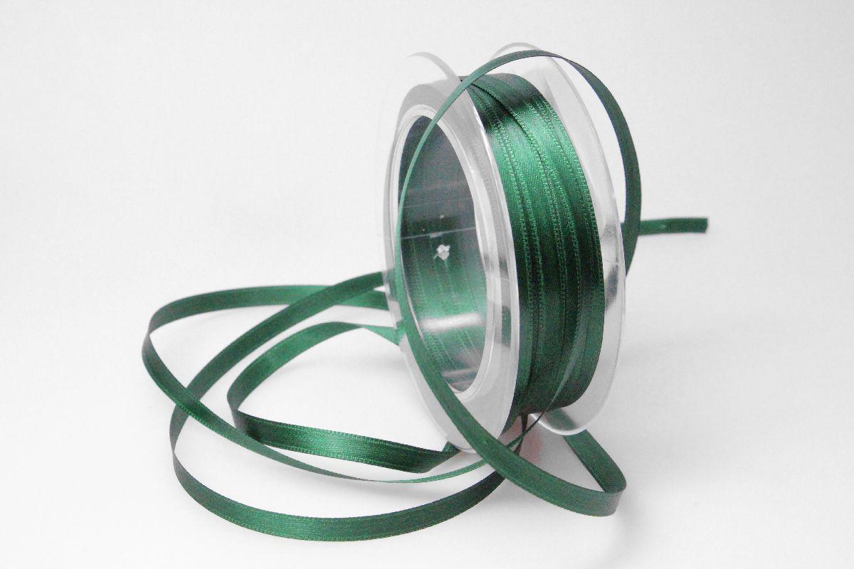 Satinbändchen Dunkelgrün ohne Draht 6mm