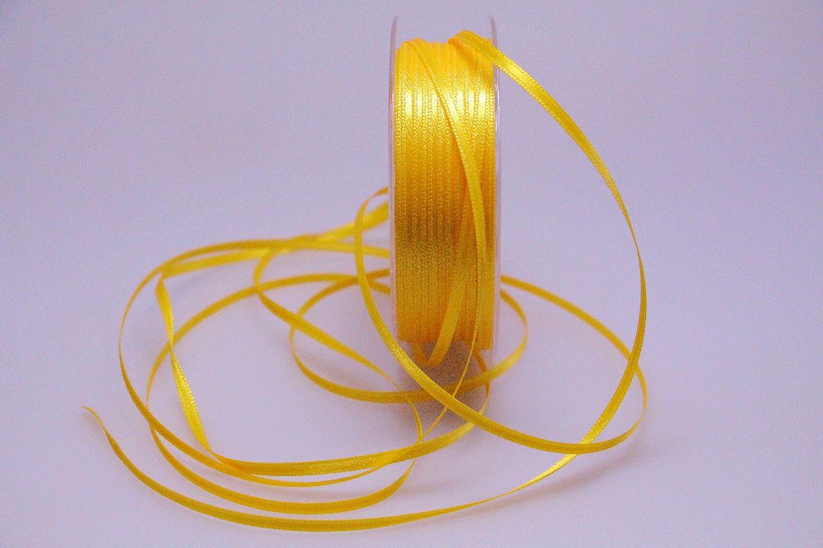Satinbändchen Gelb ohne Draht 3mm