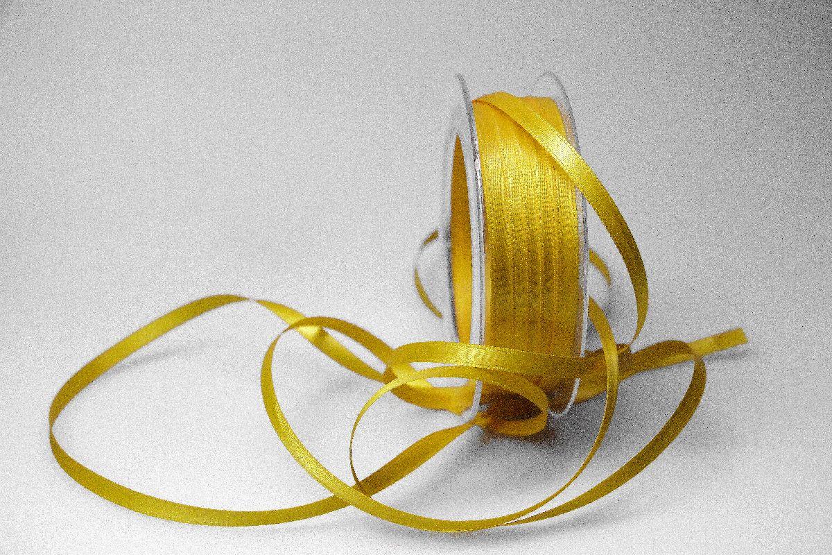 Satinbändchen Gelb ohne Draht 6mm