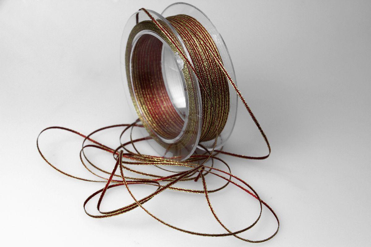 Satinbändchen Goldkante Bordeaux ohne Draht 2-3mm