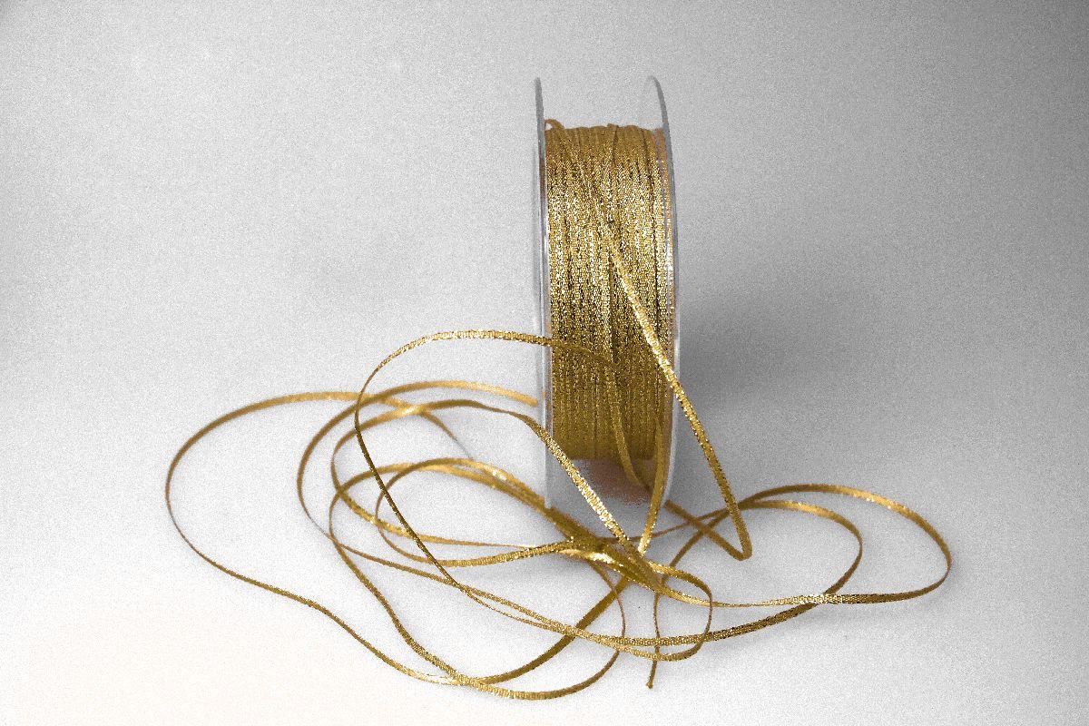 Satinbändchen Goldkante Honig ohne Draht 2-3mm