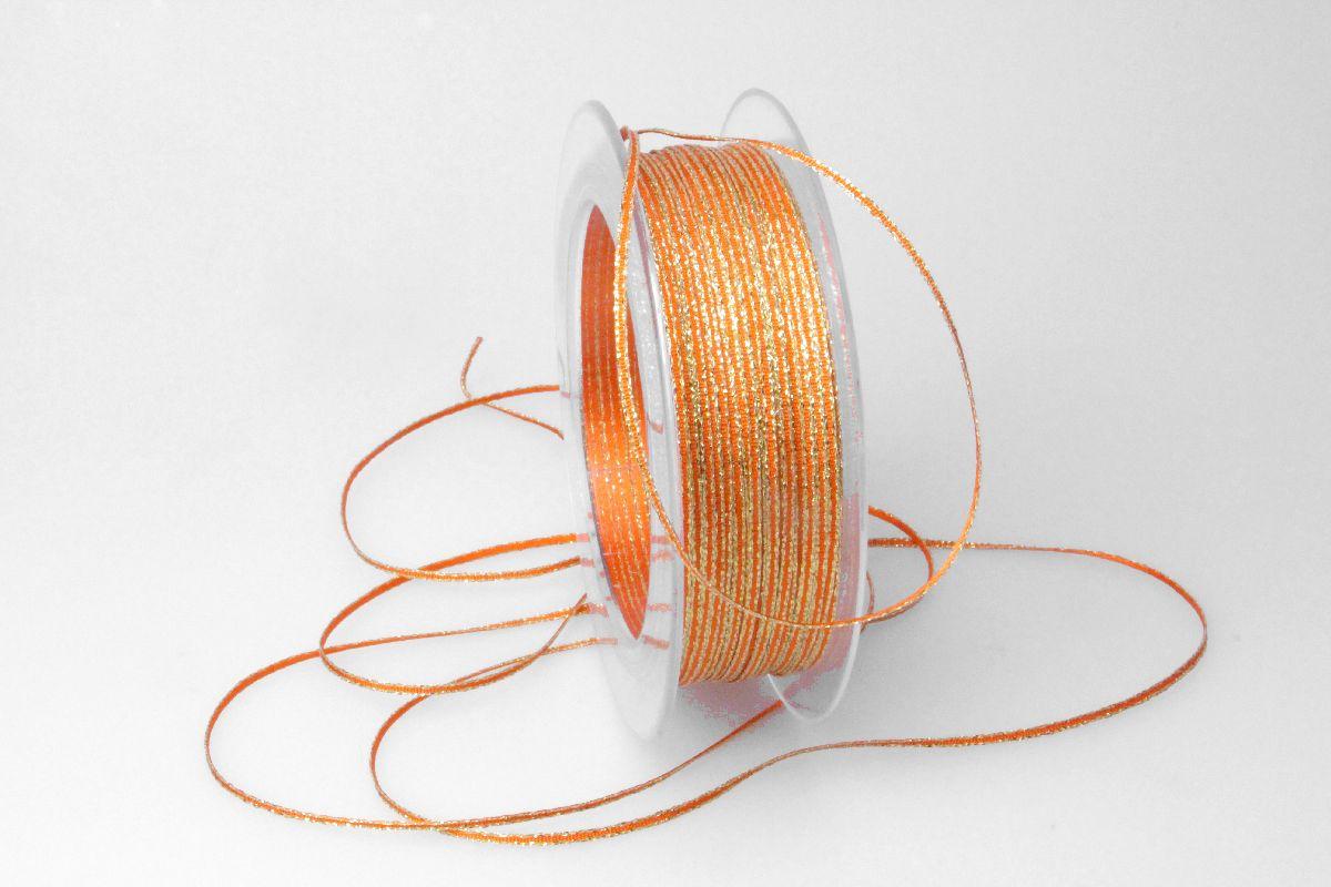 Satinbändchen Goldkante Orange ohne Draht 2- 3mm