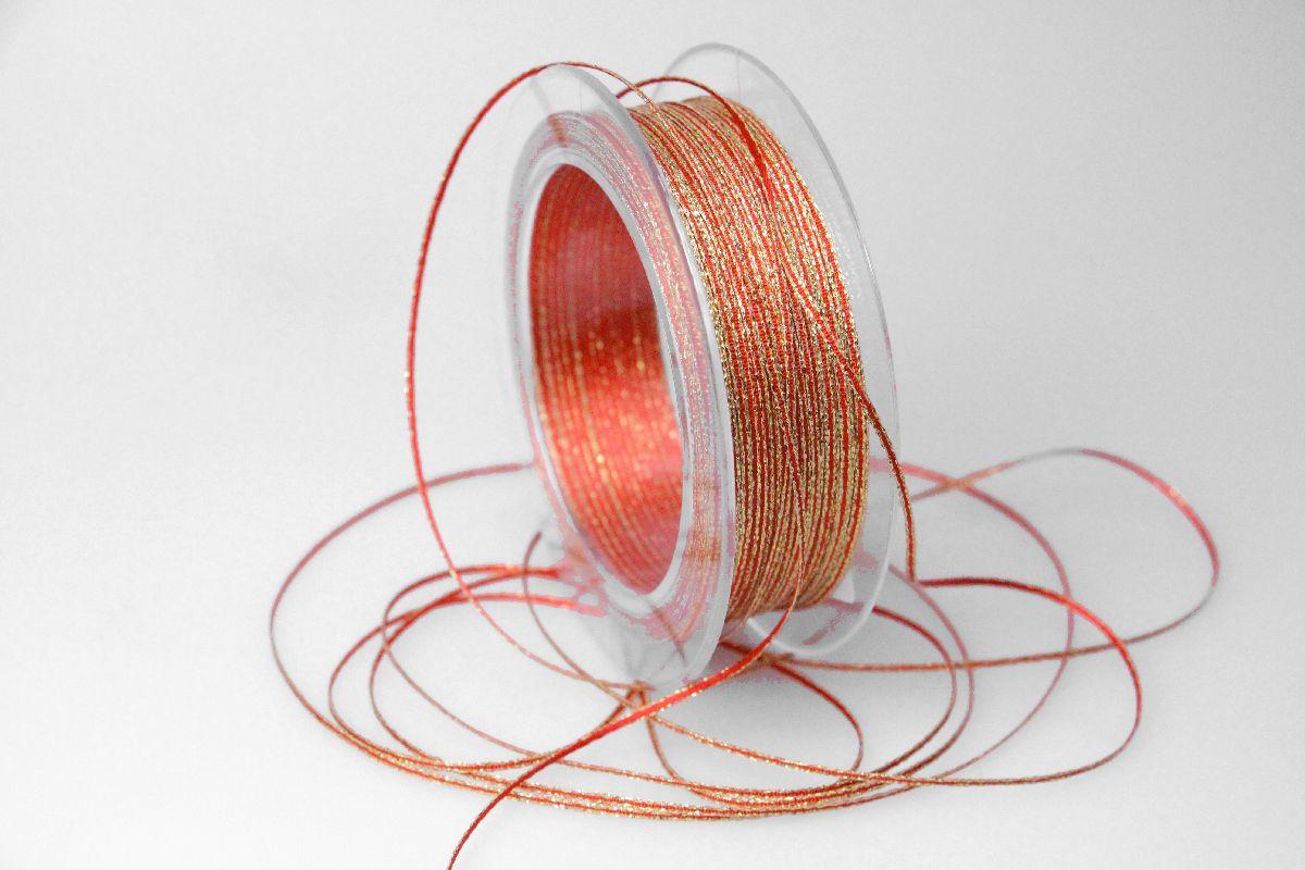 Satinbändchen Goldkante Rot ohne Draht 2-3mm