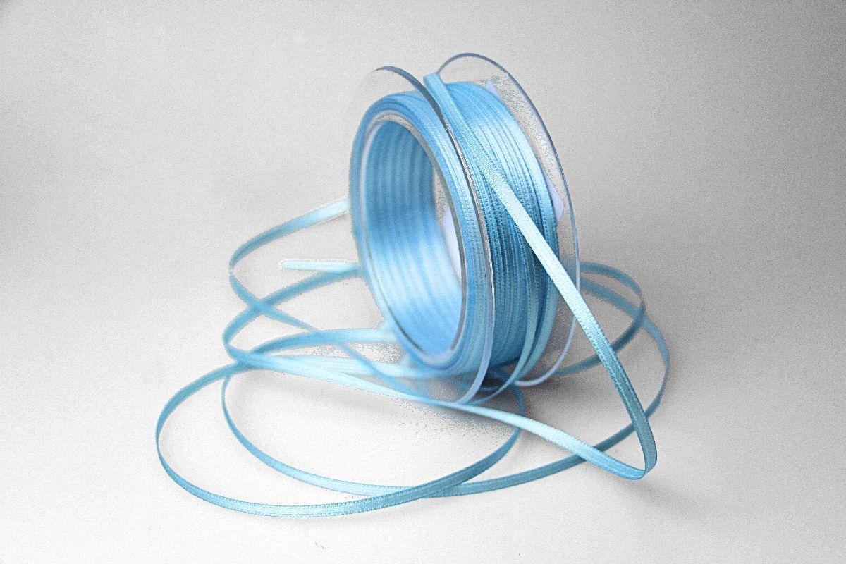 Satinbändchen Hellblau ohne Draht 3mm