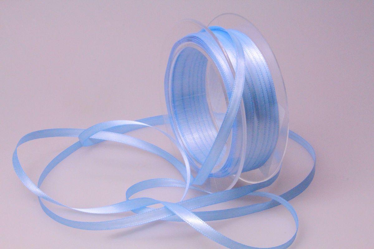 Satinbändchen Hellblau ohne Draht 6mm
