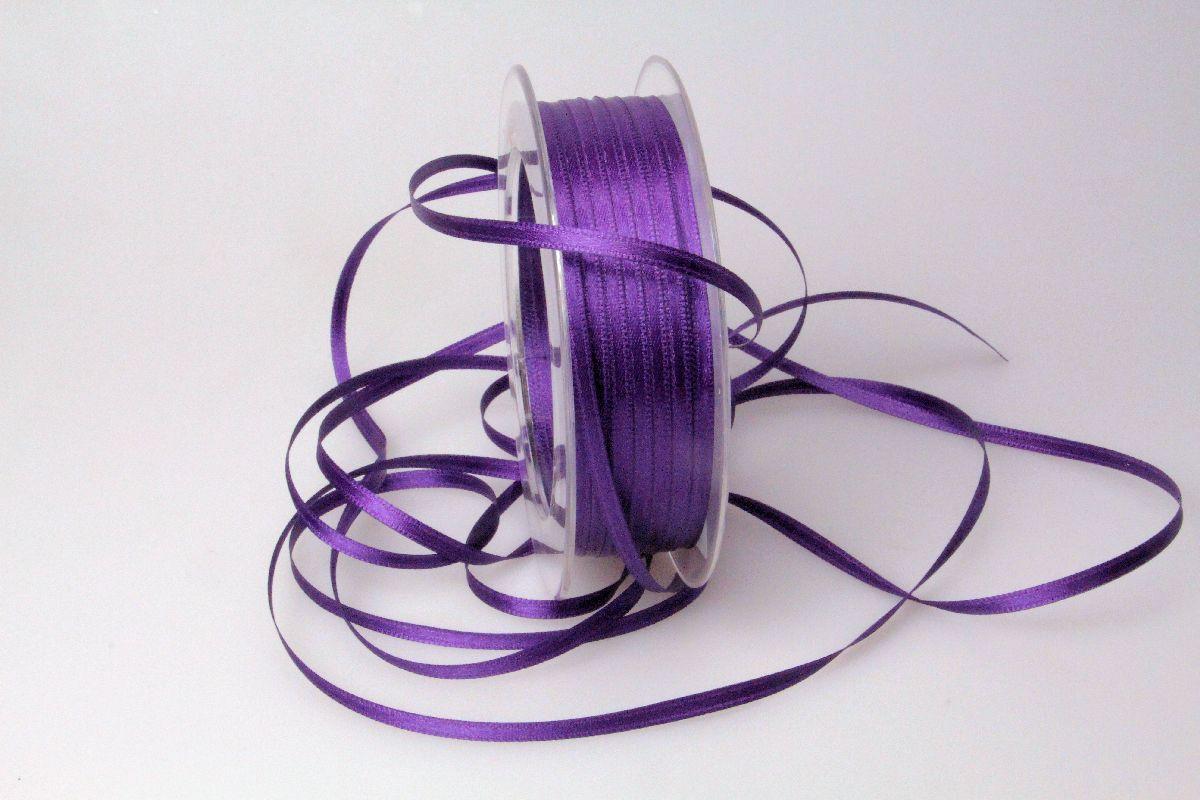Satinbändchen Lila ohne Draht 3mm