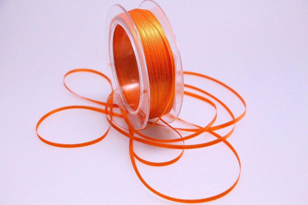 Satinbändchen Orange ohne Draht 3mm