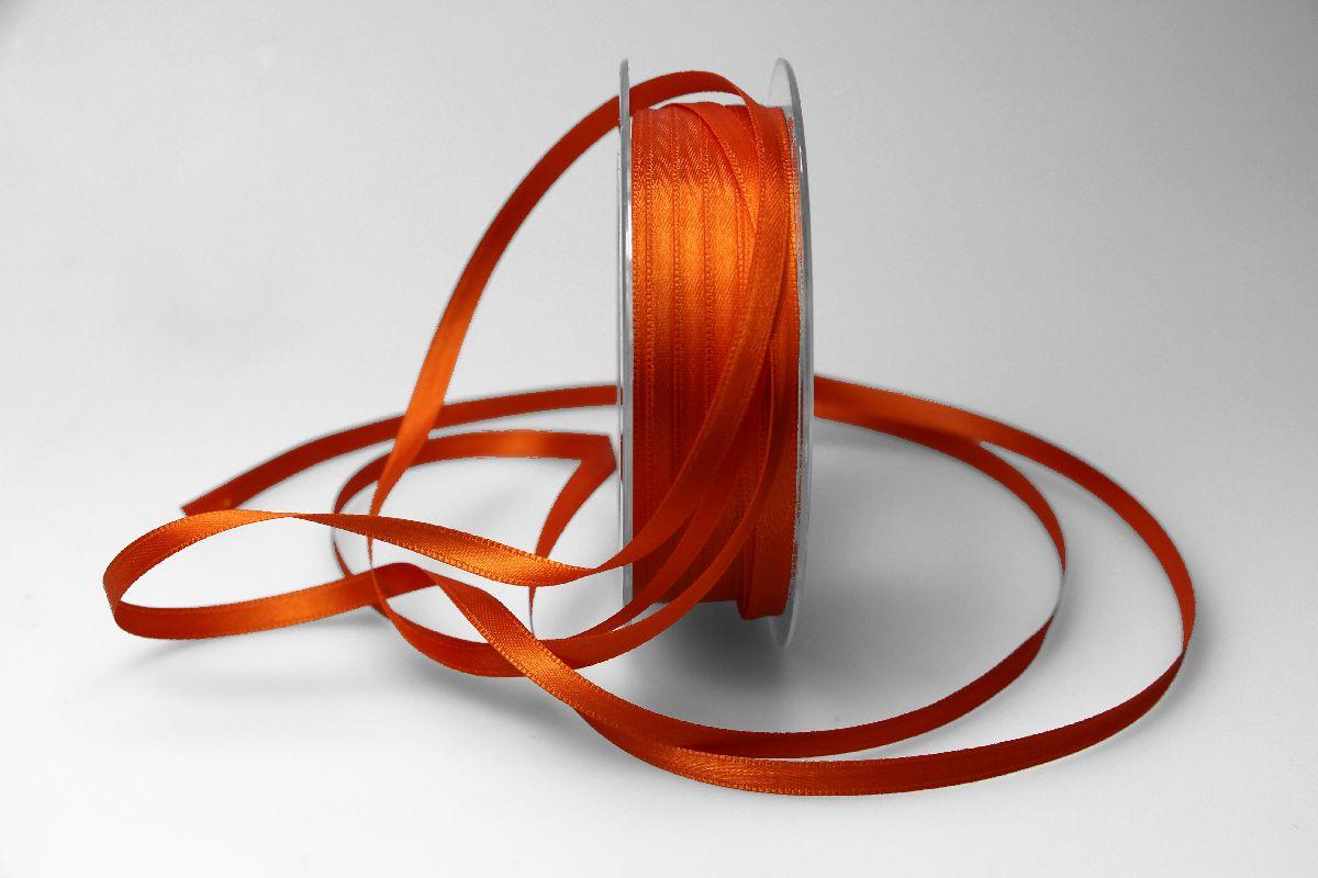 Satinbändchen Orange ohne Draht 6mm