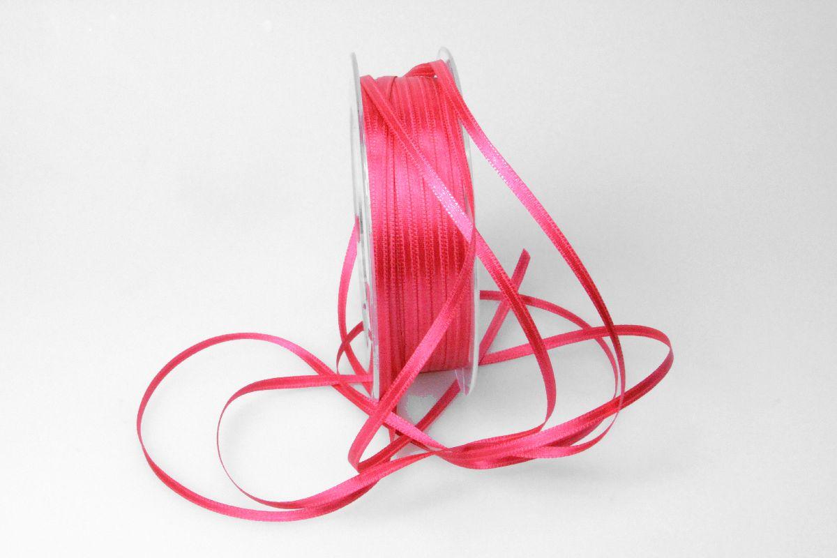 Satinbändchen Pink ohne Draht 3mm