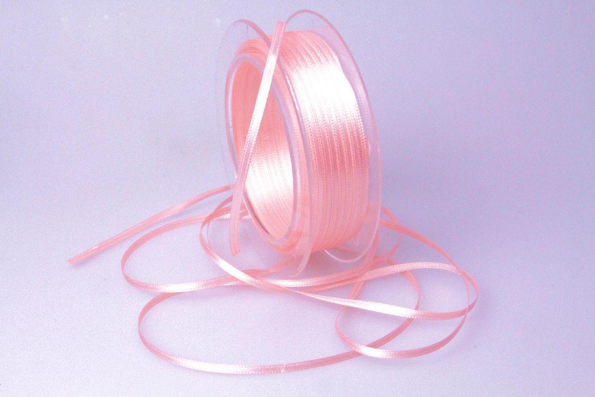 Satinbändchen Rosa ohne Draht 3mm