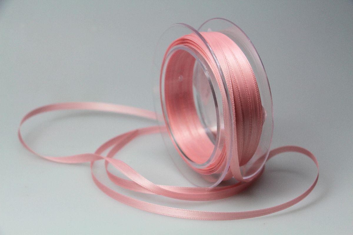 Satinbändchen Rosa ohne Draht 6mm