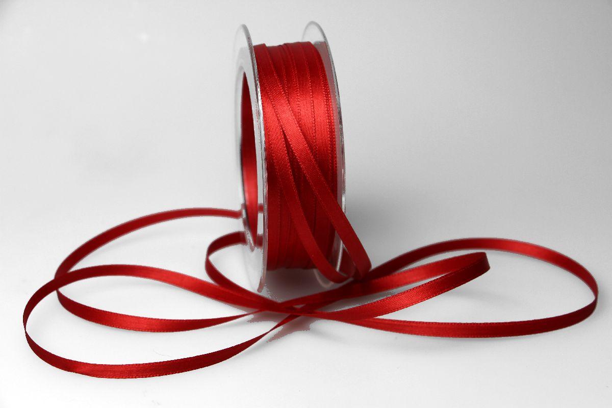 Satinbändchen Rot ohne Draht 6mm