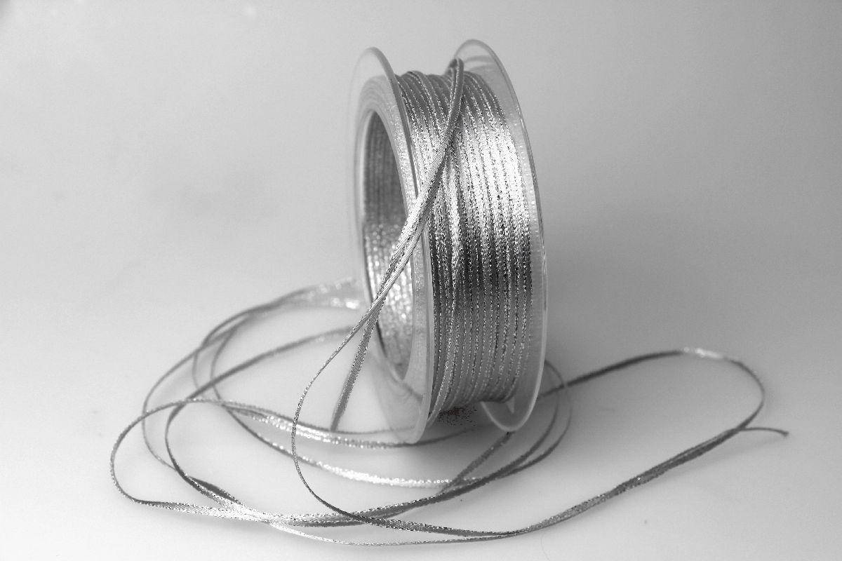 Satinbändchen Silberkante Silbergrau ohne Draht 2-3mm