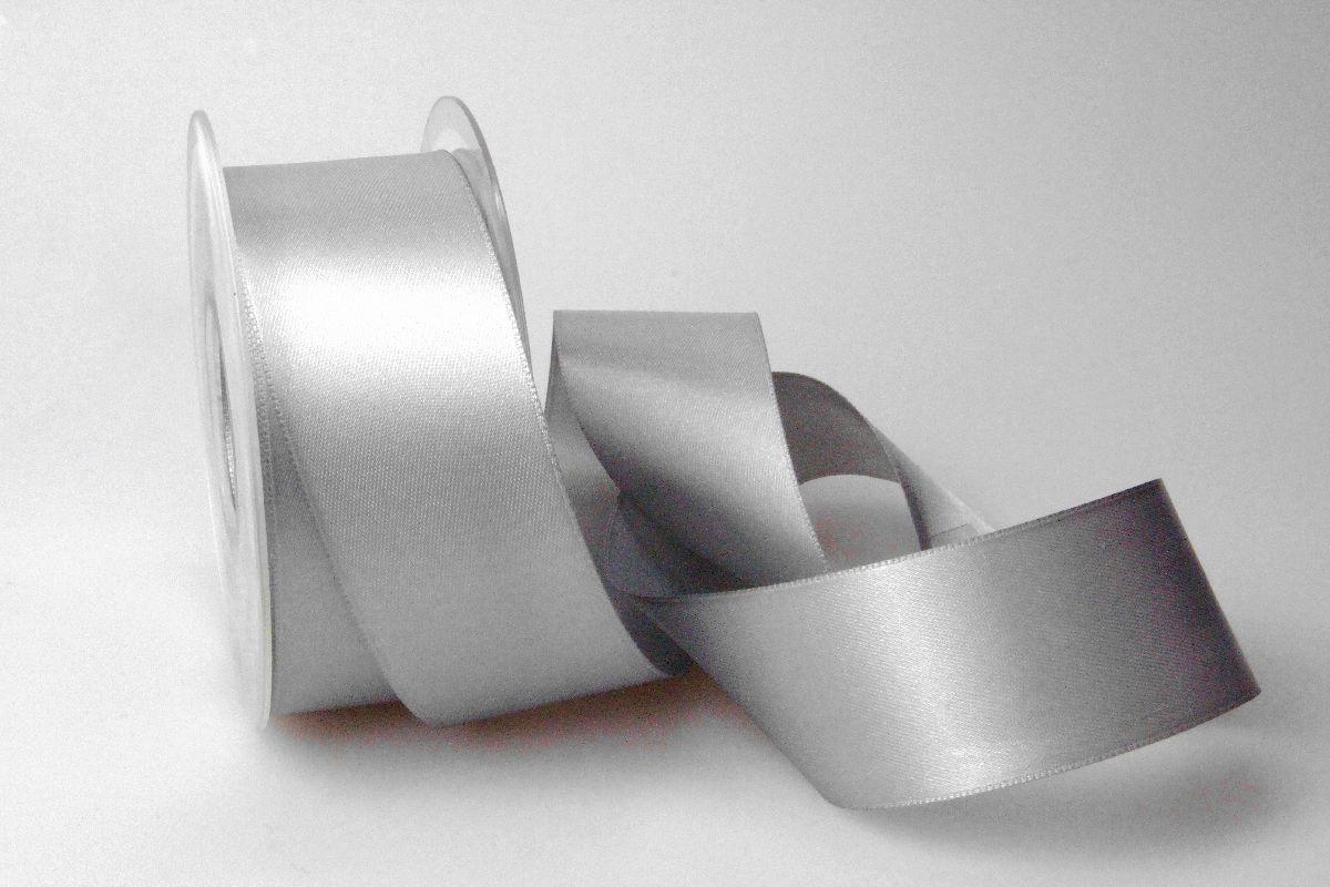 Satinband Silbergrau ohne Draht 40mm