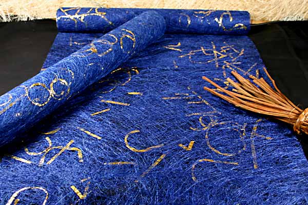 Sisal mit Goldeinwebung Blau ohne Draht 500mm