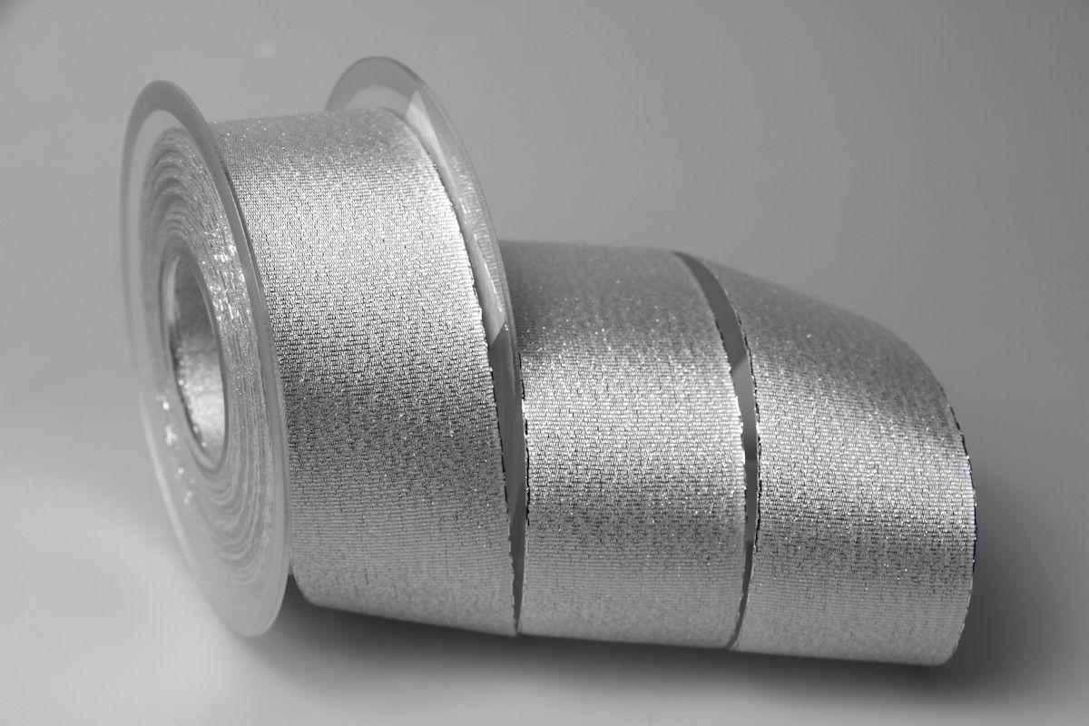 Silberband Brokatsilber 40mm ohne Draht