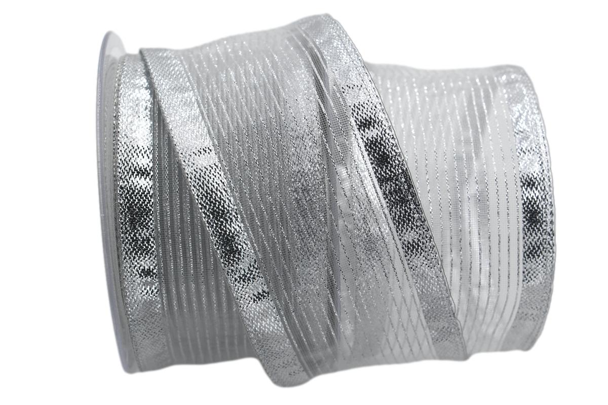 Silberband Transparente Line silber 65mm mit Draht
