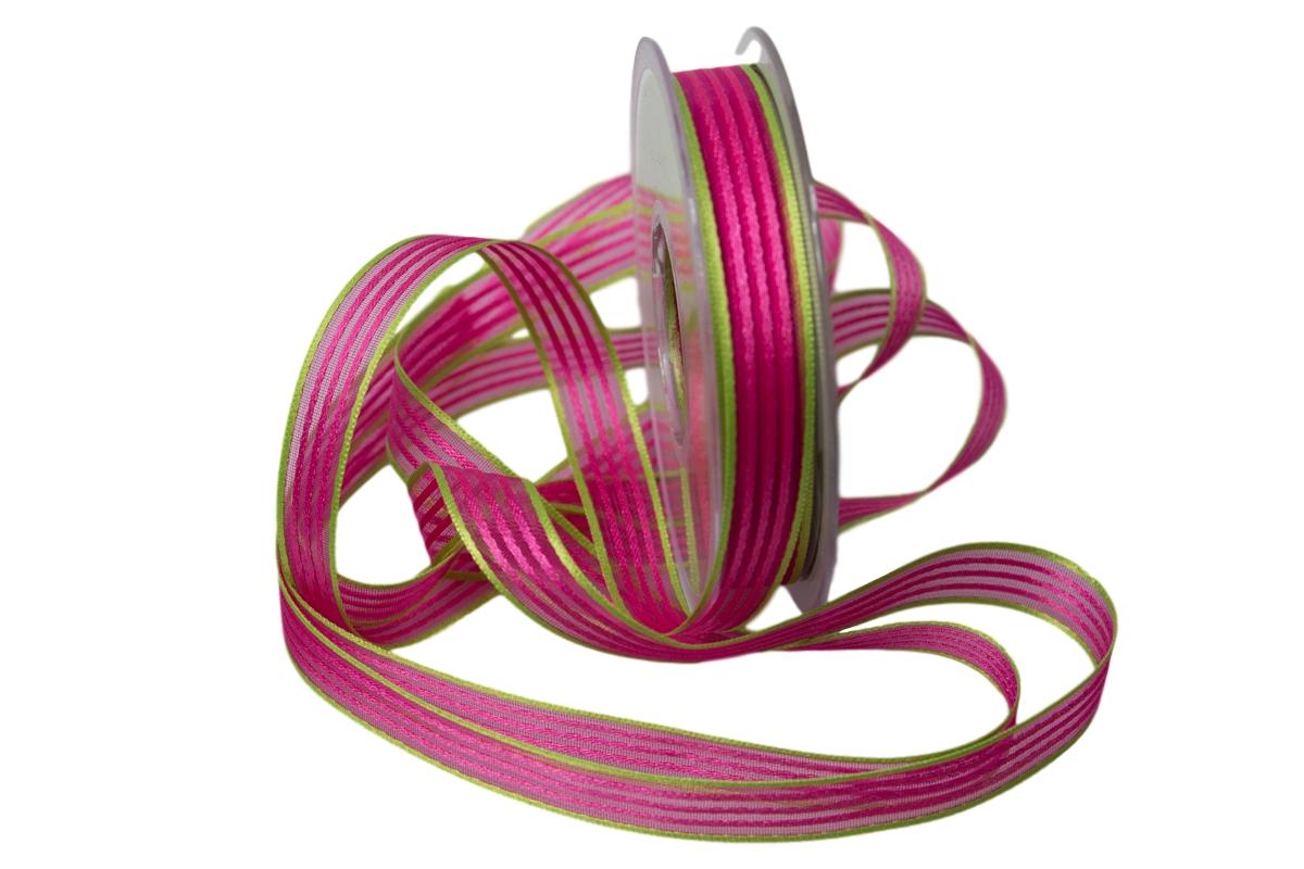 Streifenband Regenbogen 15mm pink ohne Draht