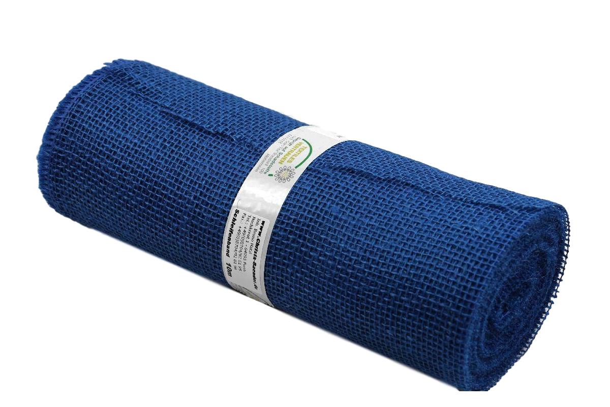 Tischband Jute blau ohne Draht 300mm