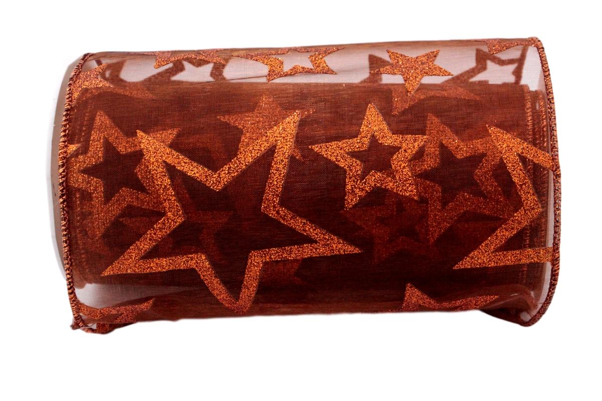 Tischband Sternentraum Braun/Kupfer 150 mm mit Draht