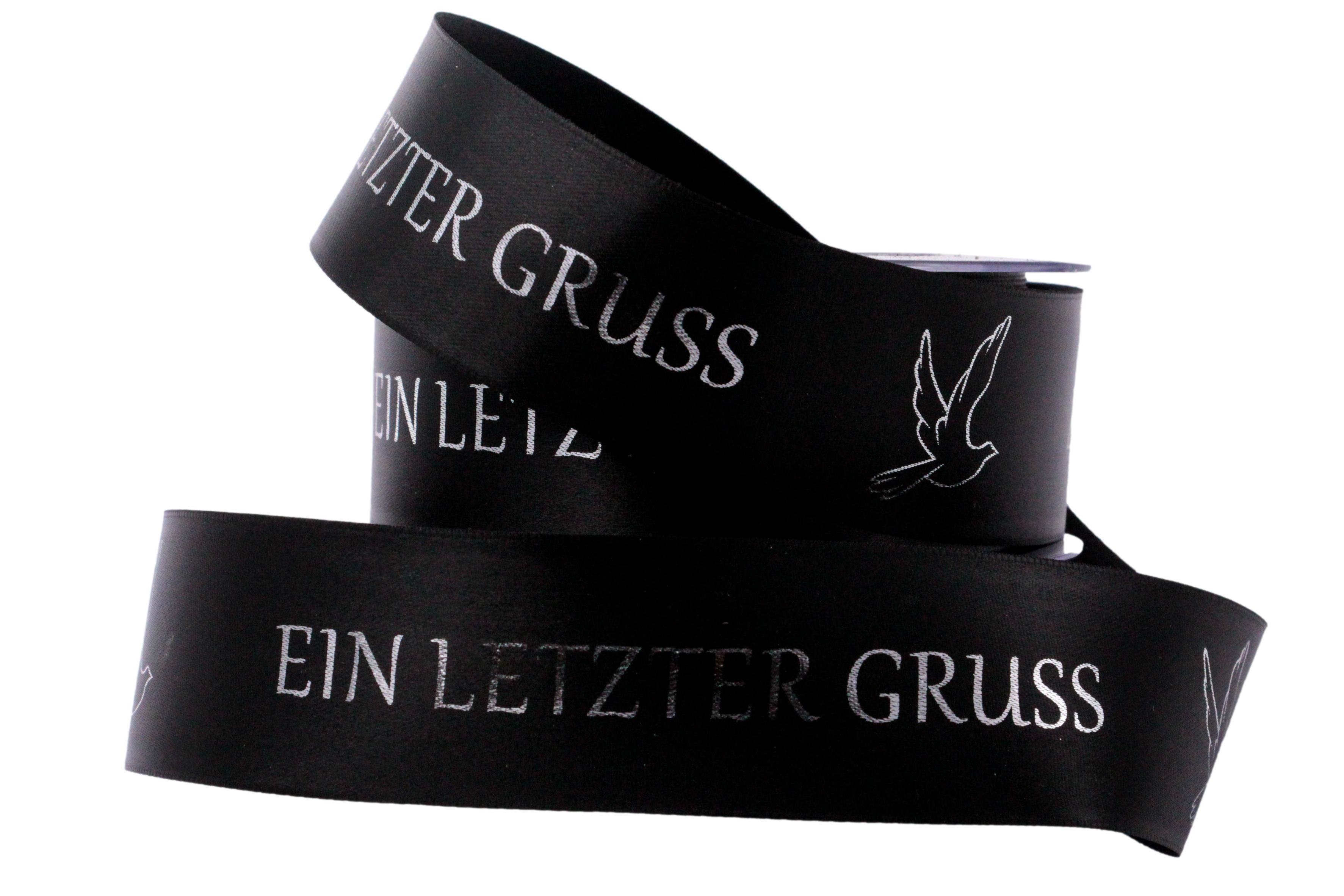 Trauerband "Ein letzter Gruß" 40mm schwarz o.Draht