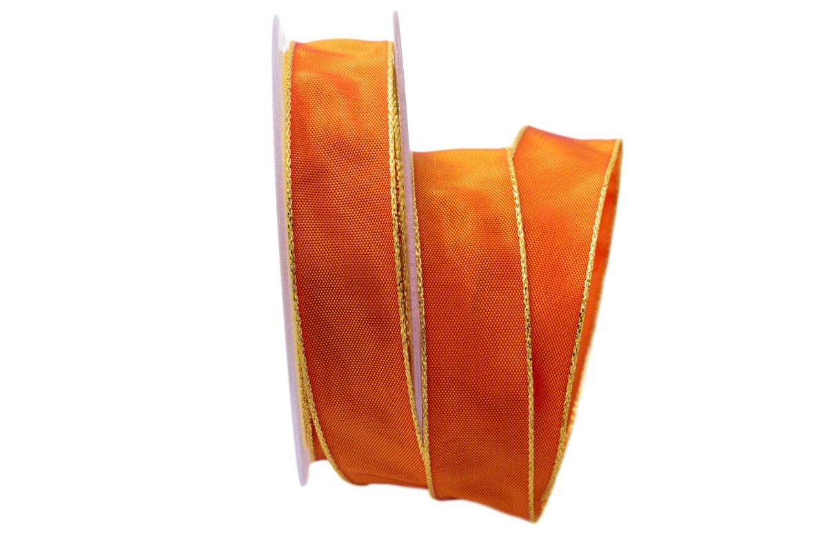 Uniband Goldkante Amerika Weihnachtsorange mit Draht 25mm