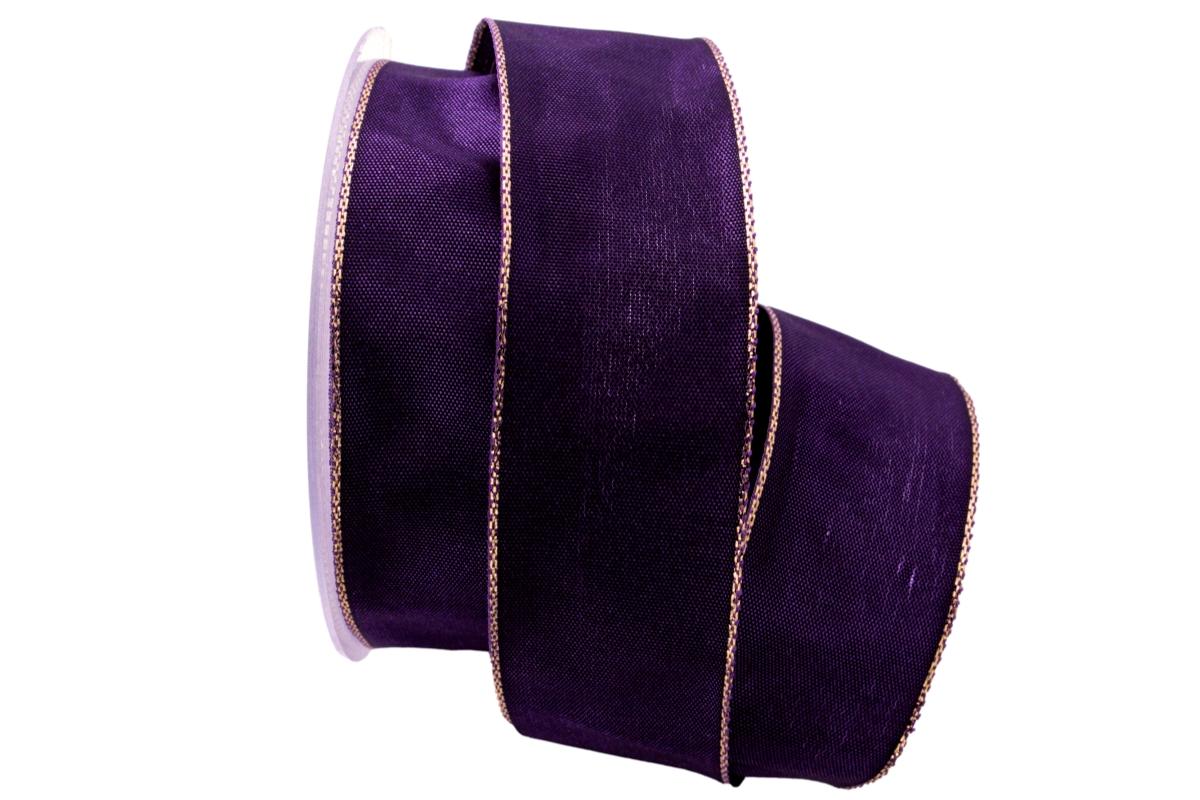 Uniband Goldkante lila 40mm mit Draht